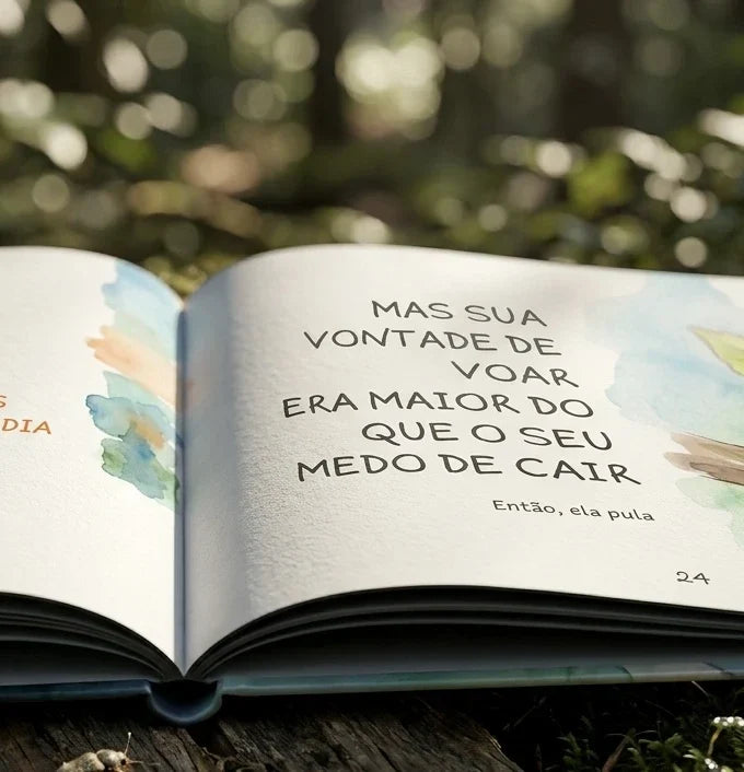 Páginas internas do livro Luna com ilustrações em aquarela